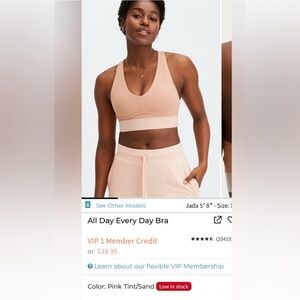 Fabletics All Day Every Day Sports Bra Color Pink Tint/Sand Size Medium